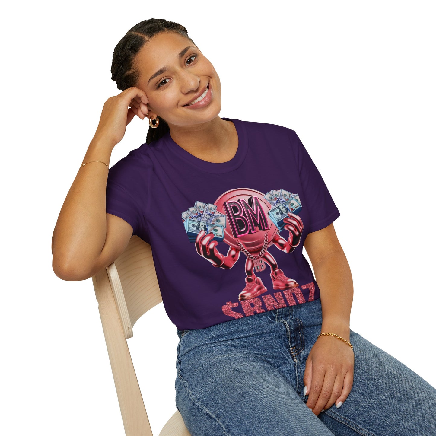 Pink $BNDZ Unisex Softstyle T-Shirt - Fun Graphic Tee for Money Lovers