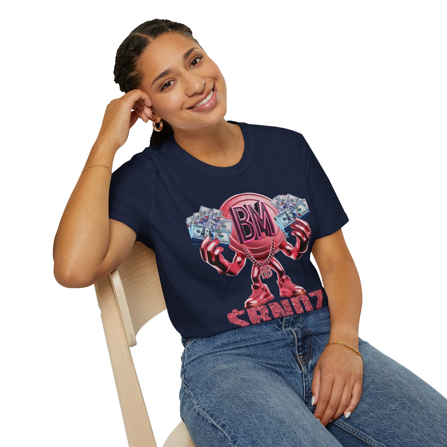 Pink $BNDZ Unisex Softstyle T-Shirt - Fun Graphic Tee for Money Lovers