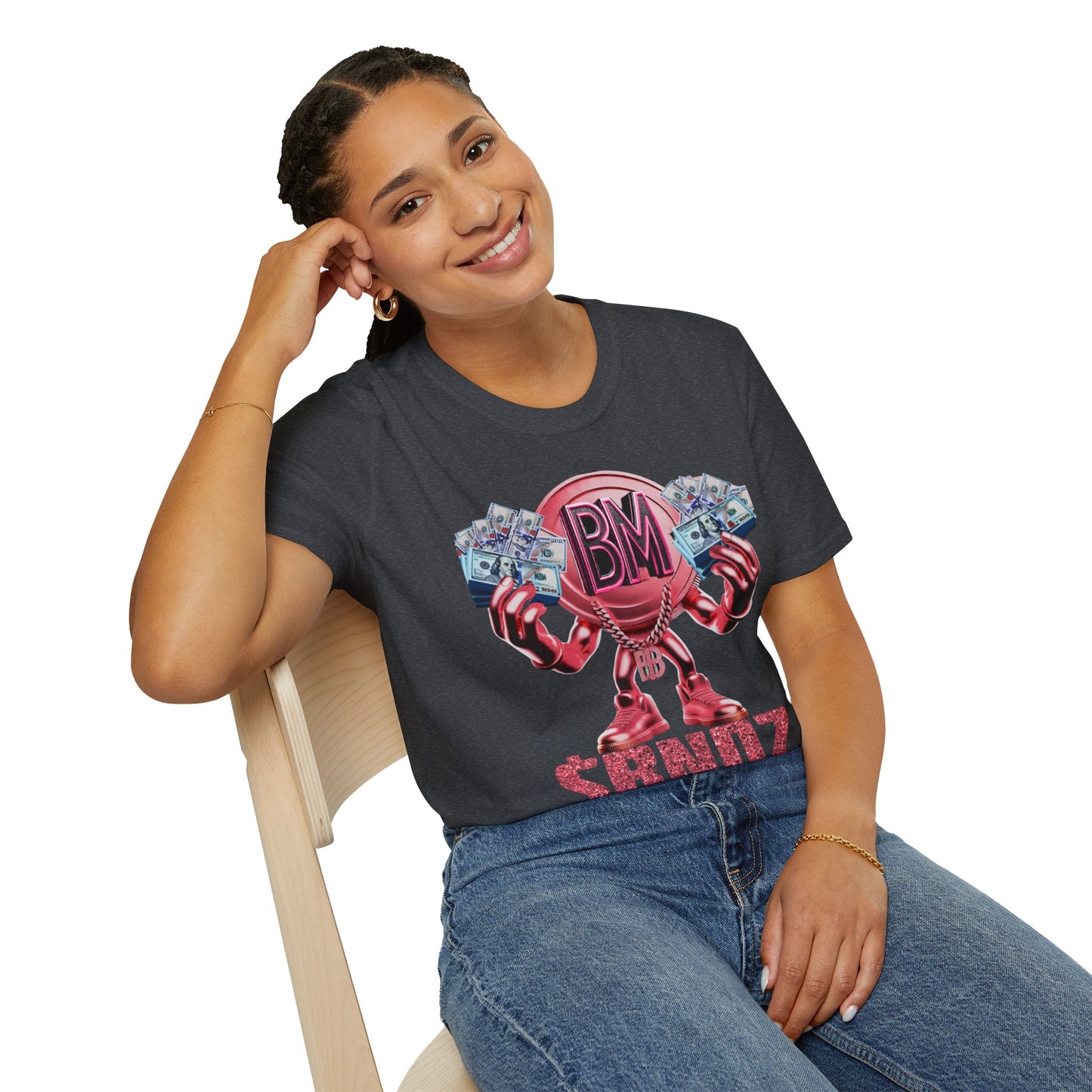 Pink $BNDZ Unisex Softstyle T-Shirt - Fun Graphic Tee for Money Lovers