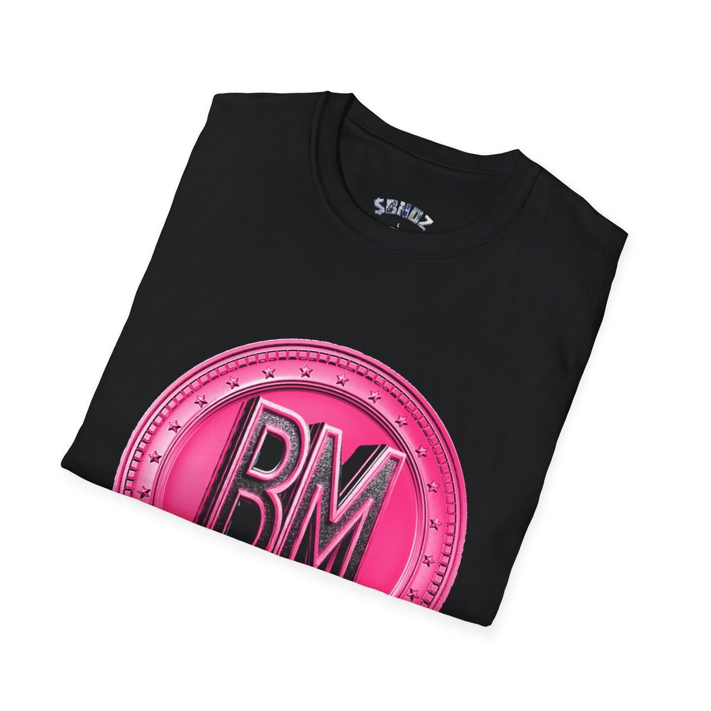 “Bold Pink BM Emblem Unisex Softstyle T-Shirt - Stylish Casual Wear for Everyday Comfort”