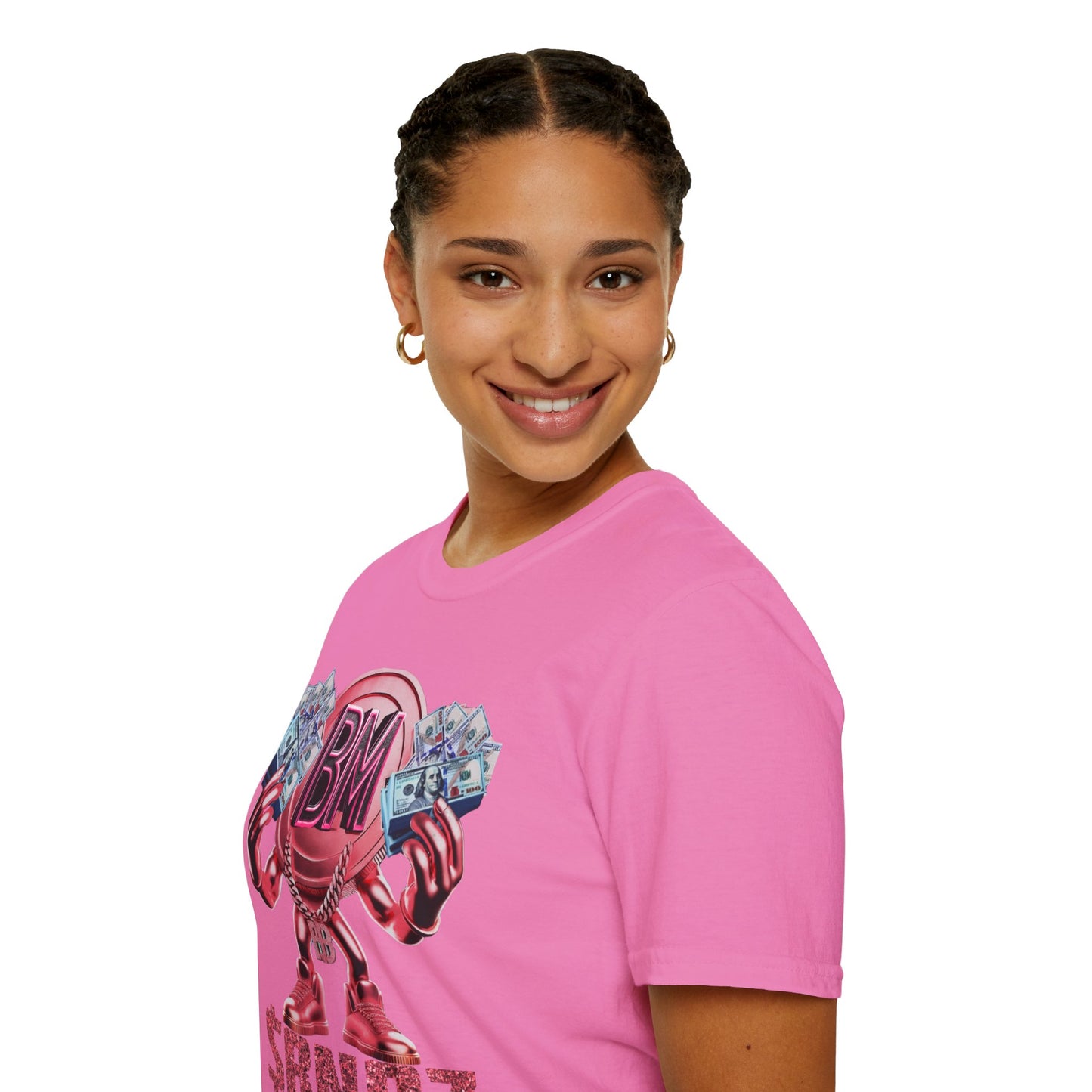 Pink $BNDZ Unisex Softstyle T-Shirt - Fun Graphic Tee for Money Lovers
