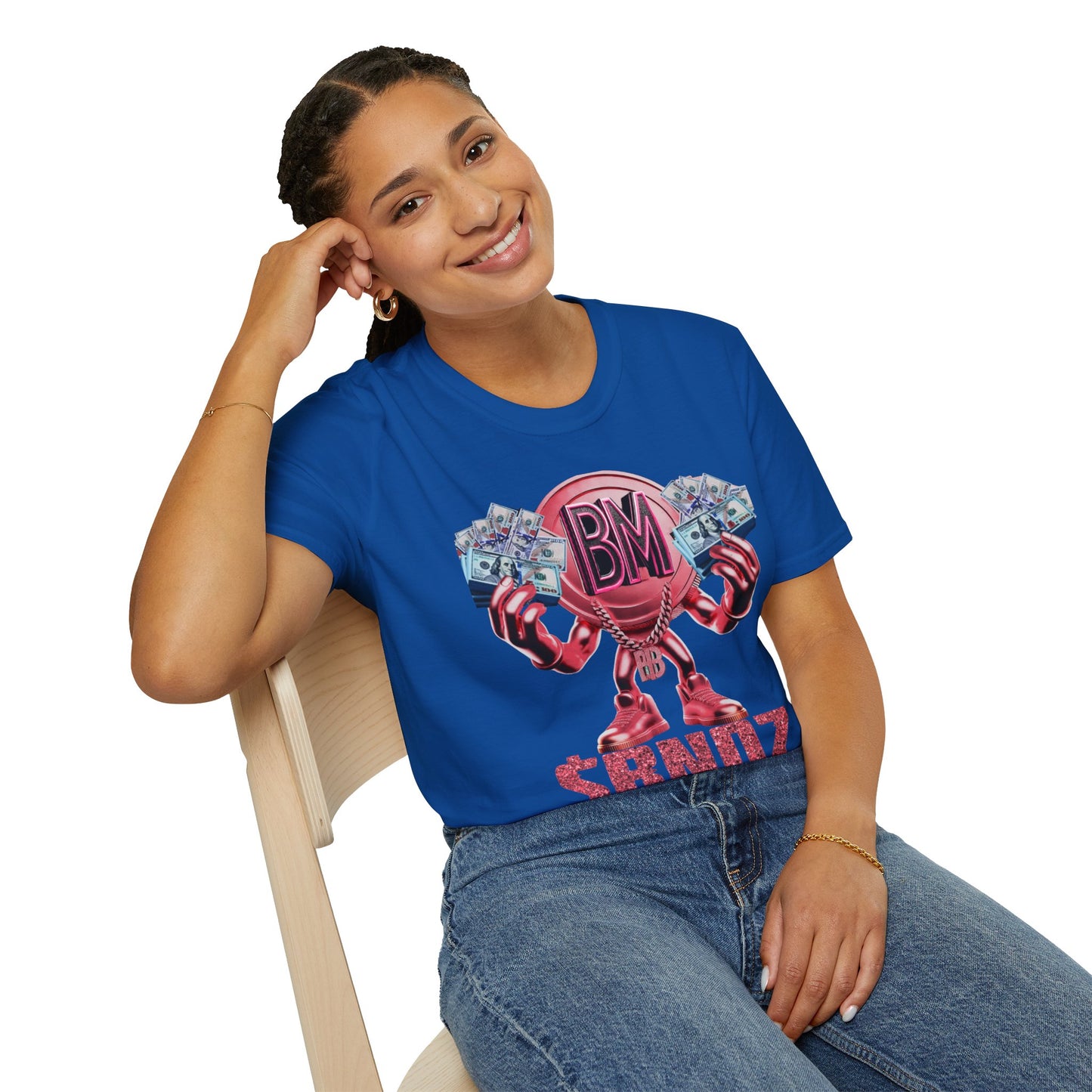 Pink $BNDZ Unisex Softstyle T-Shirt - Fun Graphic Tee for Money Lovers