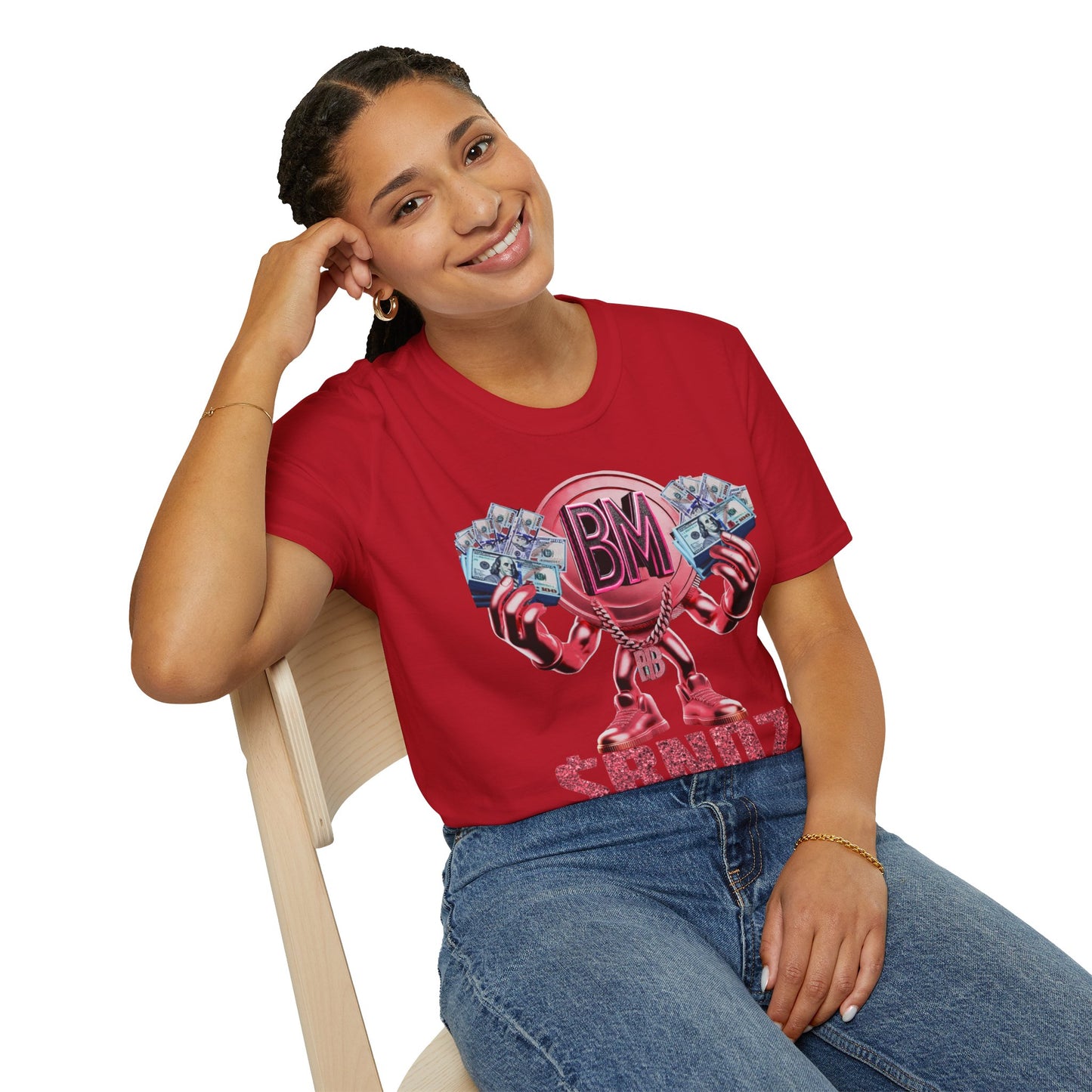 Pink $BNDZ Unisex Softstyle T-Shirt - Fun Graphic Tee for Money Lovers